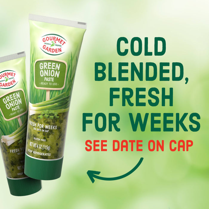 Gourmet Garden Green Onion herb blend is cold blended and stays fresh for weeks, see date on cap.