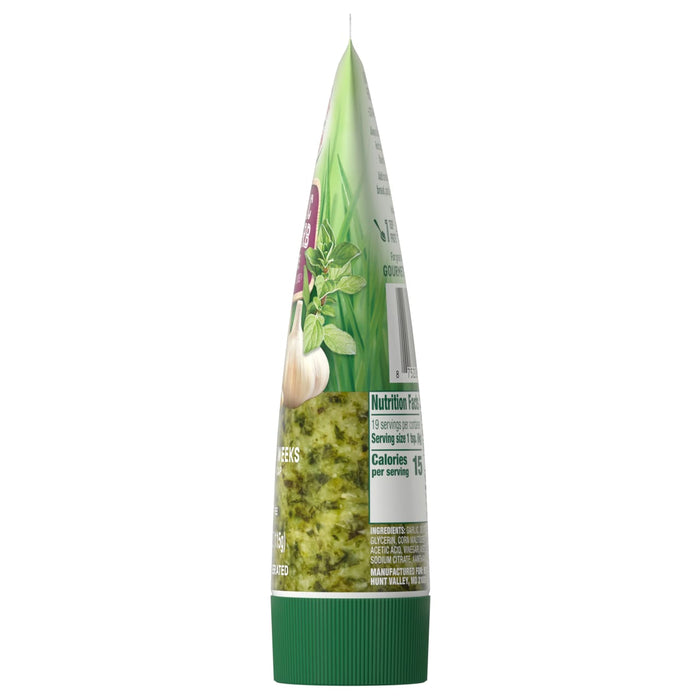 A bottle of McCormick Gourmet Garlic &amp; Herb Seasoning.