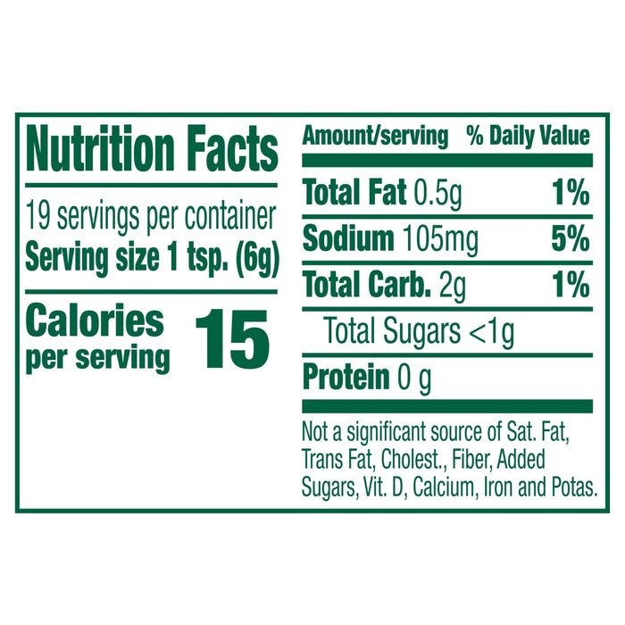 Nutrition facts label for a product with 10 calories per serving.
