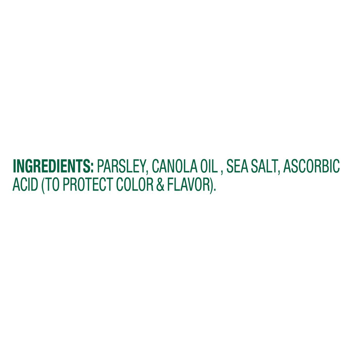 Ingredients for the product include parsley canola oil sea salt and ascorbic acid.