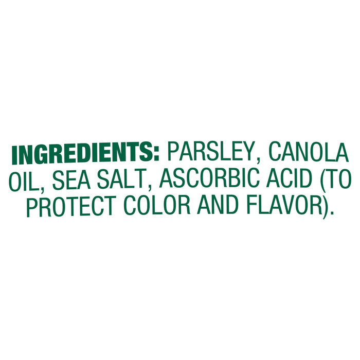 The ingredients list for Gourmet Garden Parsley Seasoning Chopped .35 Oz, which includes parsley, canola oil, sea salt, and ascorbic acid.