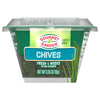 A clear plastic container of Gourmet Garden Chive Seasoning Chopped .35 Oz is shown against a white background, highlighting the lightly dried chives inside.