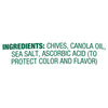 The ingredients list for Gourmet Garden Chive Seasoning Chopped .35 Oz is shown, which includes chives, canola oil, sea salt, and ascorbic acid.