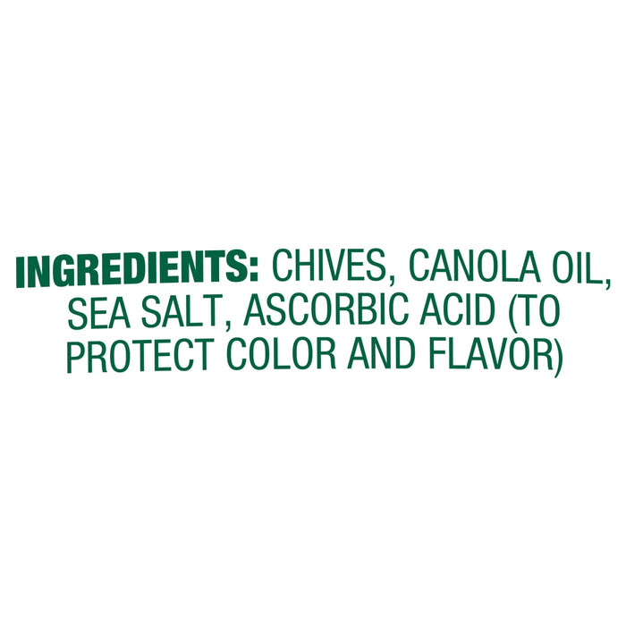 The ingredients list for Gourmet Garden Chive Seasoning Chopped .35 Oz is shown, which includes chives, canola oil, sea salt, and ascorbic acid.