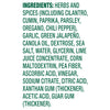 A list of ingredients for a product including herbs spices and other additives.