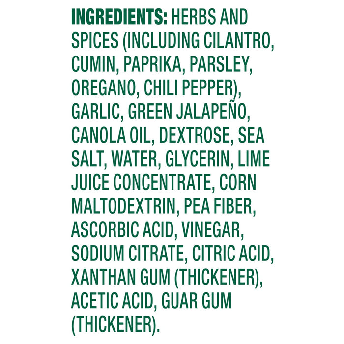 A list of ingredients for a product including herbs spices and other additives.