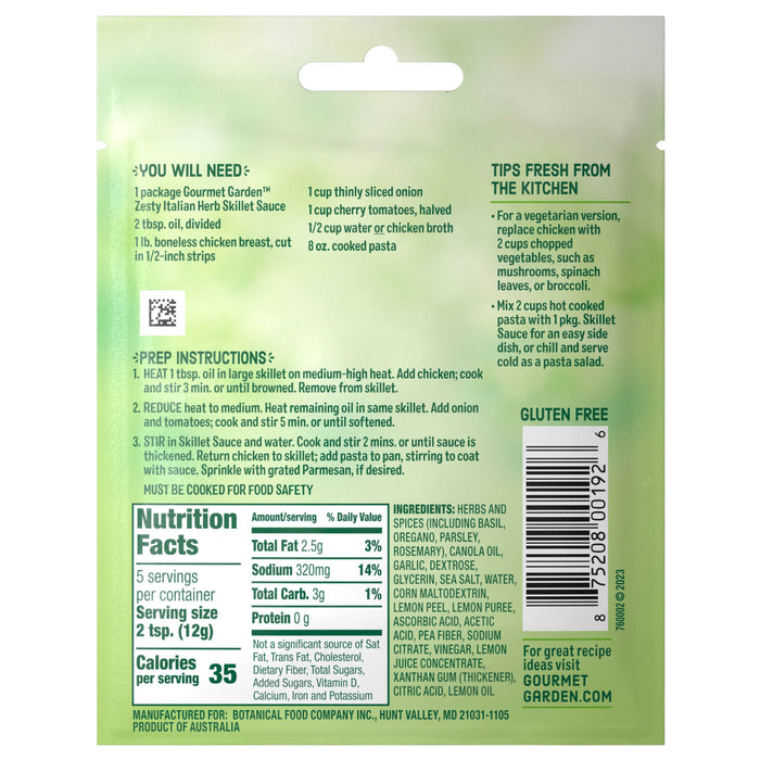Gourmet Garden™ Zesty Italian Herb Skillet Sauce, 2.12 oz