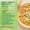McCormick's Creamy French Onion Pasta recipe features penne pasta, mushrooms, and Gruyere cheese.