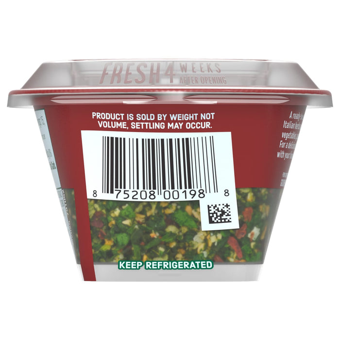 A container of Gourmet Garden Italian herbs and vegetables, labeled "Fresh 4 Weeks After Opening" and "Keep Refrigerated."