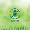 A green gluten-free symbol with a wheat stalk inside a circle with a line through it, indicating the product is gluten-free.