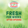 Gourmet Garden brand advertisement with the text FRESH FOR WEEKS AFTER OPENING.