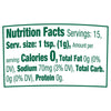 Nutrition facts label showing a serving size of 1 teaspoon (1g) with 0 calories, 0g total fat, 70mg sodium, 0g total carbohydrate, and 0g protein.