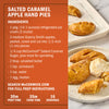 A recipe card for McCormick's Salted Caramel Apple Hand Pies is displayed next to a plate of the finished pies.