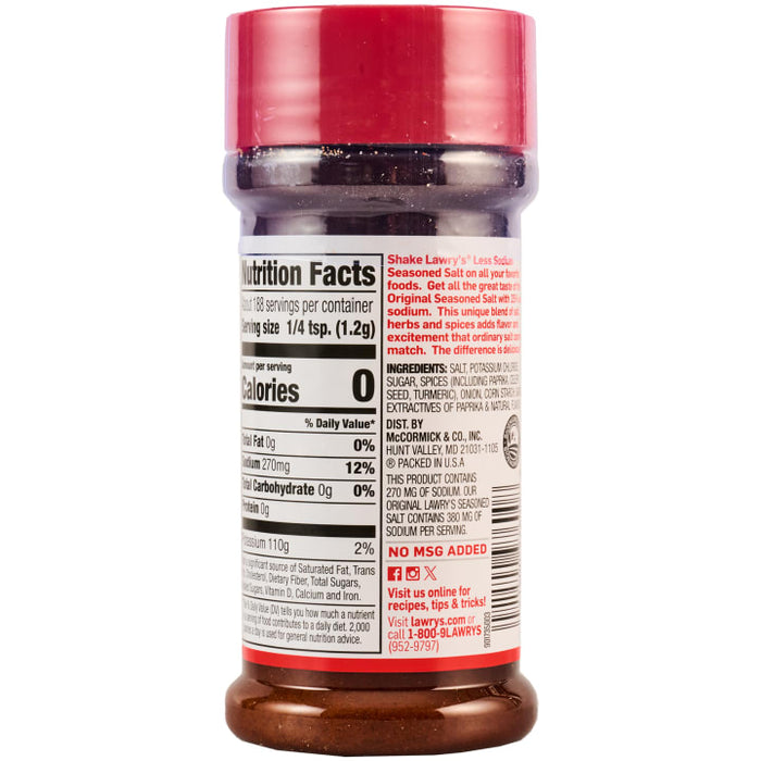 Lawry's® 25% Less Sodium Seasoned Salt, 8 oz
