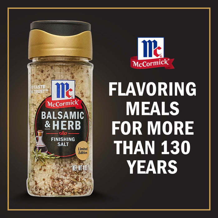 A bottle of McCormick Balsamic &amp; Herb Finishing Salt a limited edition product.
