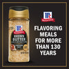 McCormick Brown Butter Finishing Salt in a jar with a black lid and a red label.