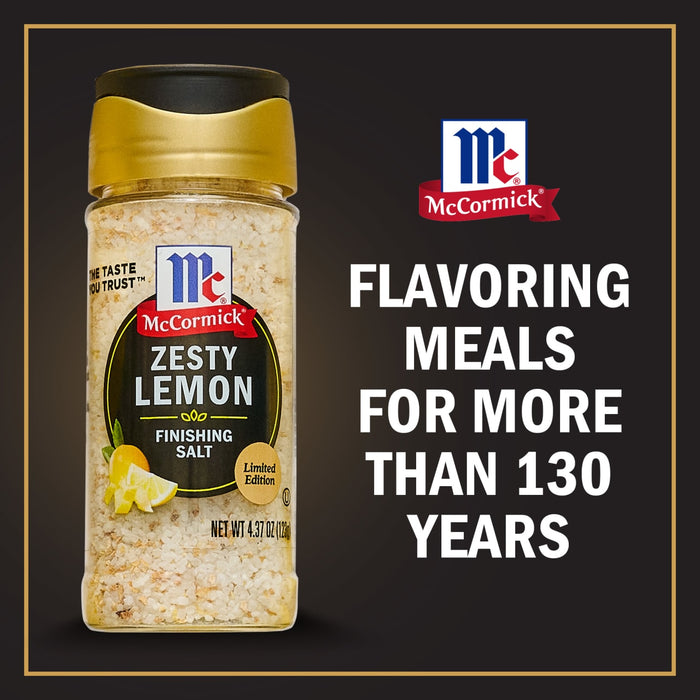 A jar of McCormick Zesty Lemon Finishing Salt a limited edition product.