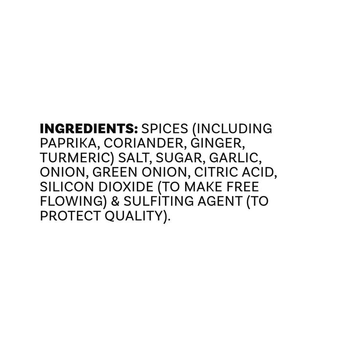 The ingredients list for Mccormick Indian Style Seasoning, 5.33 Oz, includes spices like paprika and turmeric, salt, sugar, and garlic.