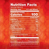 Nutrition facts label showing that one serving contains 100 calories.