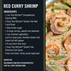 A recipe card for Red Curry Shrimp featuring Thai Kitchen brand ingredients.