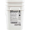 A white bucket of Lawry's Taco Seasoning Mix.