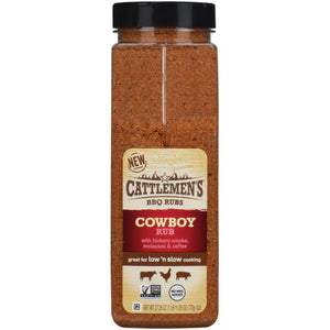 A jar of Cattlemen's Cowboy Rub BBQ seasoning.