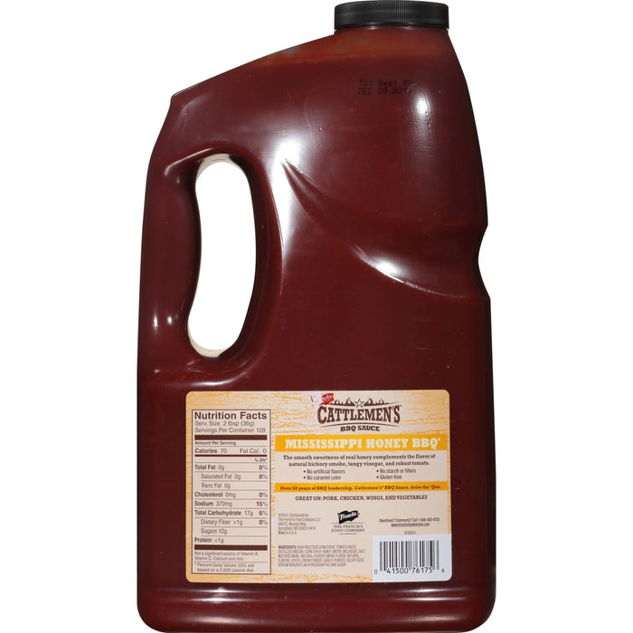 A bottle of Cattlemen's Mississippi Honey BBQ sauce.