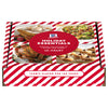 A festive red and white striped gift box containing a Mccormick 8.84 Oz Holiday Essentials curated collection of 10 spices and herbs featuring images of seasonal dishes like roasted turkey and holiday cookies