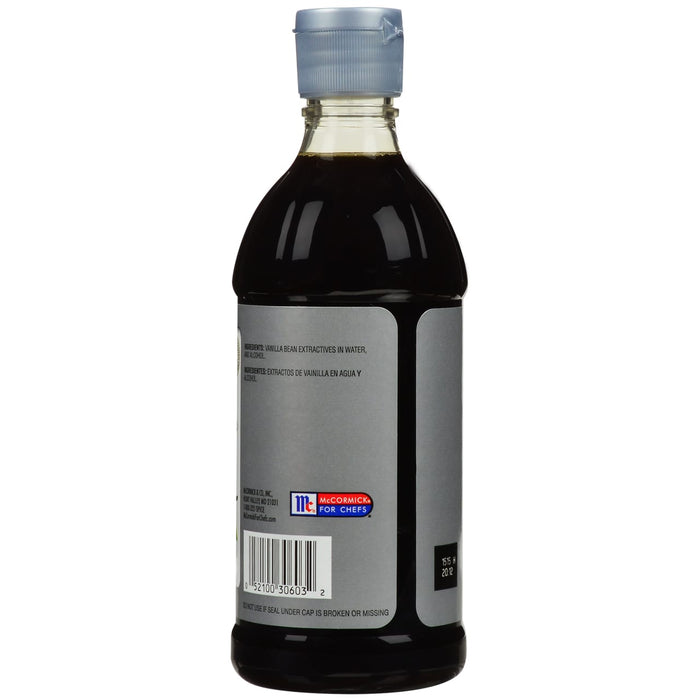 A bottle of McCormick For Chefs Vanilla Extract.