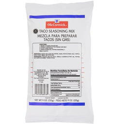 McCormick Taco Seasoning Mix package with nutrition facts.