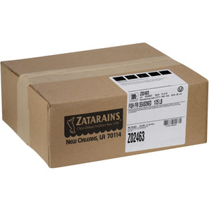 A cardboard box for Zatarain's Fish Fri Seasoned.