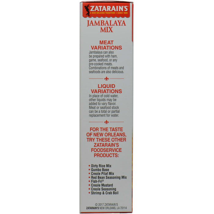 Zatarain's Jambalaya Mix box with a list of other Zatarain's products.