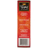 The side panel of a Thai Kitchen, 9.0 Oz package displays the brand's contact information, including a phone number, email address, and website for recipes.