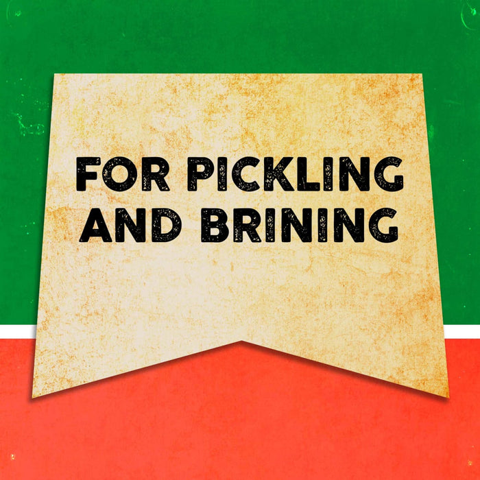 A vintage-style sign with the words For Pickling and Brining on it.