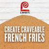 Lawry's seasoning on a white wood background with the text 'Create Craveable French Fries'.