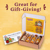 A box of Cholula hot sauce bottles with a variety of flavors, perfect for gift giving.
