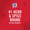 The McCormick logo with the text #1 Herb &amp; Spice Brand in the World on a red background with snowflakes.