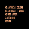 A list of product features including no artificial colors no artificial flavors no MSG added gluten free and kosher.
