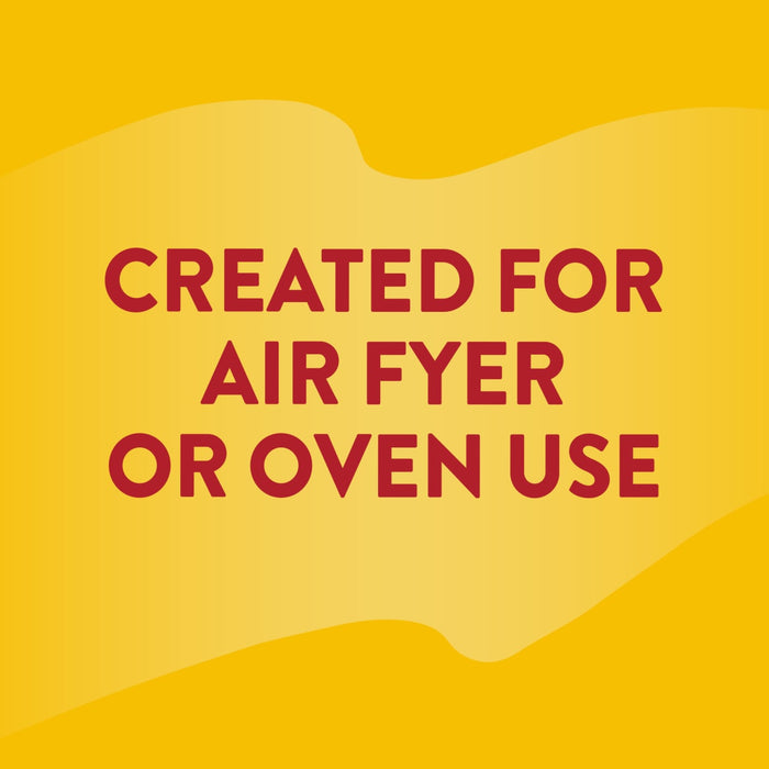 Text on a yellow background that reads Created for Air Fryer or Oven Use.