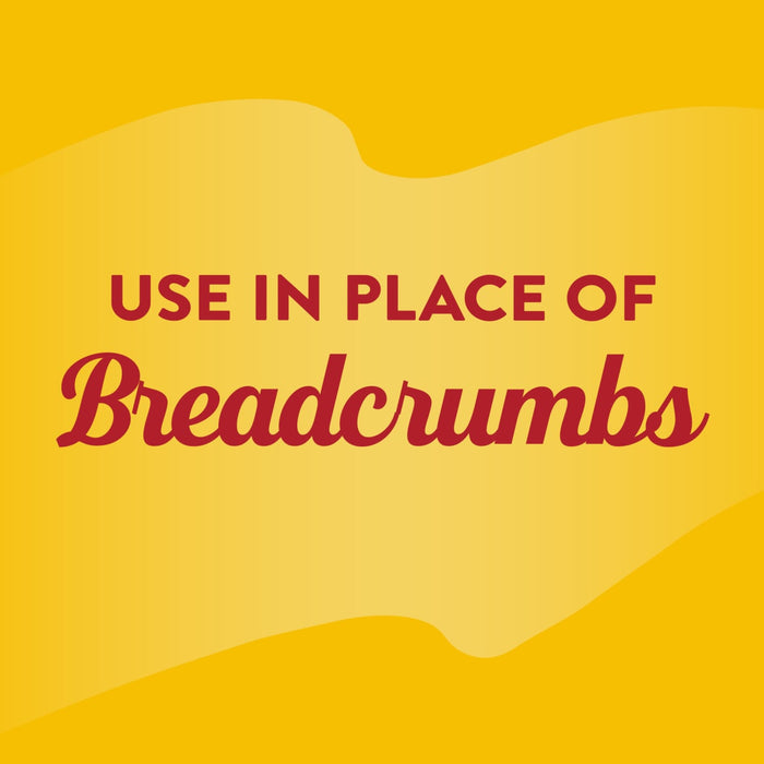 A yellow background with the text Use in place of breadcrumbs in red.