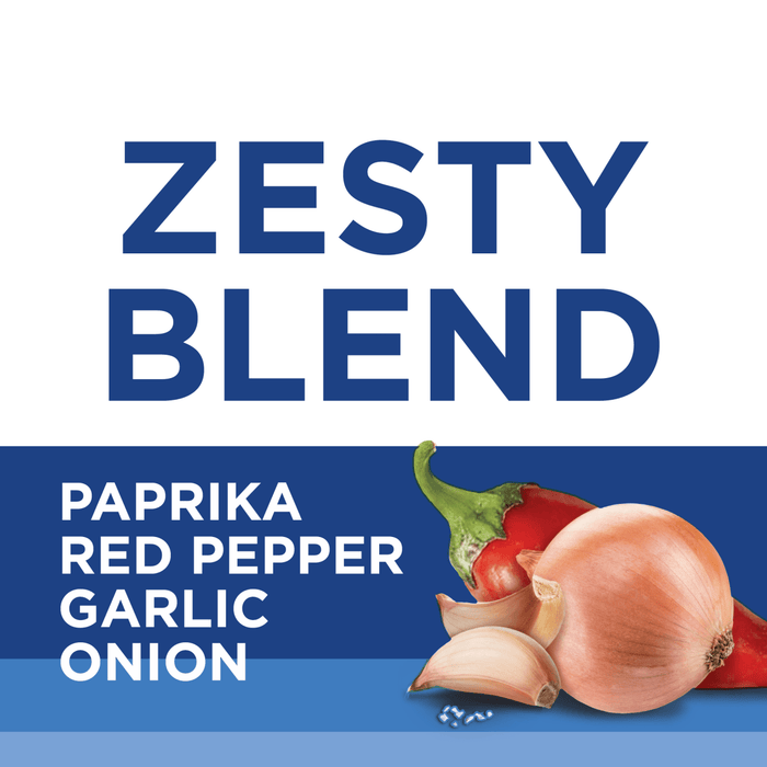 Image featuring the text ‘Zesty Blend. Paprika red pepper garlic onion
