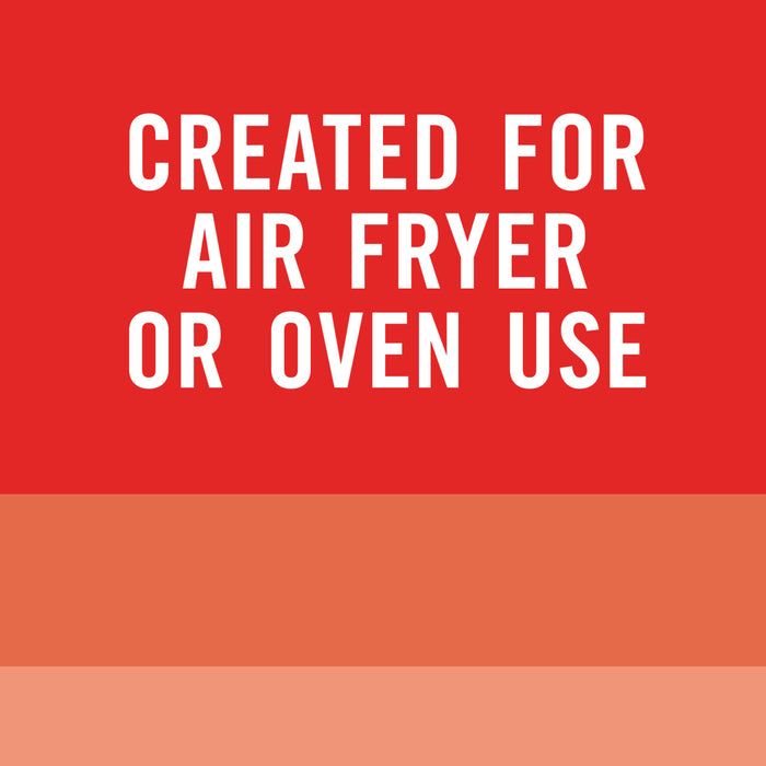 White text on a red background that reads Created for Air Fryer or Oven Use.