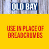 Old Bay logo with the text Use in place of breadcrumbs in red on a yellow background.