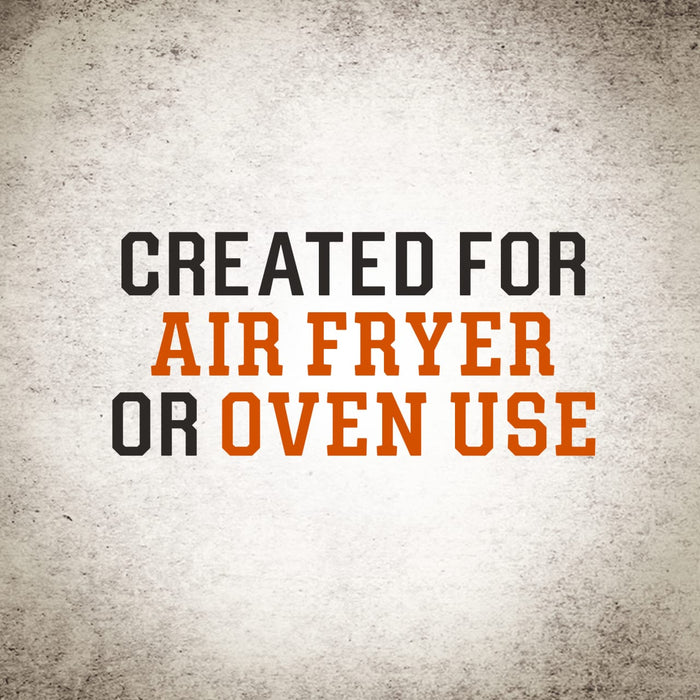 Text on a textured background that reads Created for Air Fryer or Oven Use.