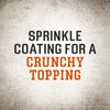 Text that reads Sprinkle coating for a crunchy topping in black and orange.