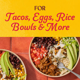 This image showcases a vibrant and appetizing food bowl, perfect for tacos, eggs, rice bowls, and more.