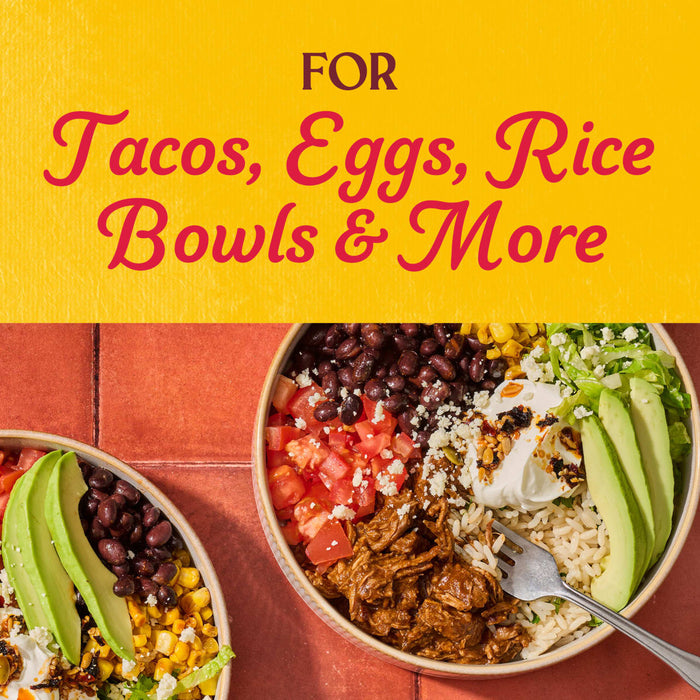 This image showcases a vibrant and appetizing food bowl, perfect for tacos, eggs, rice bowls, and more.