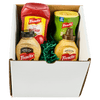 A gift box containing French's ketchup, mustard, and crispy fried onions.