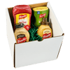 A gift box containing various bottles of French's condiments, including ketchup, mustard, and relish.