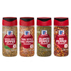 Four McCormick crushed pepper jars including Hatch Chile Thai Style Chili JalapeA?o and Red Pepper are displayed.
